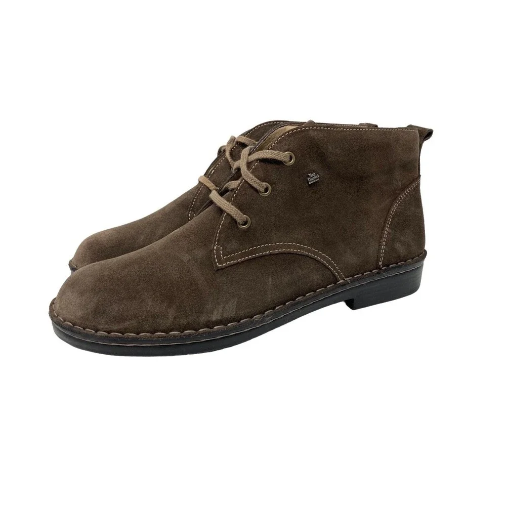 FINN COMFORT Brown Suede Leather Ankle Boots Men's Size 9.5 New - Picture 3 of 11